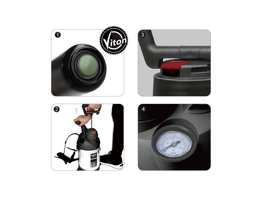 PRO-SPRAY ERGO VITON PRESSURE SPRAYER Capacity: 5.0 Litres