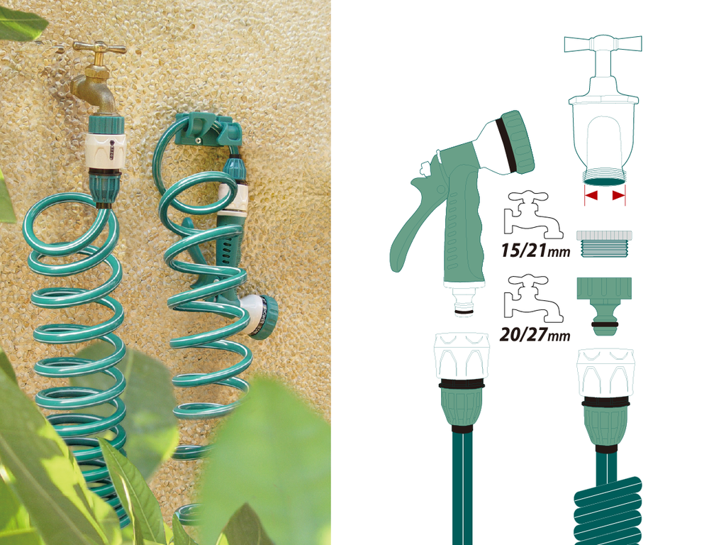 SPIRAL HOSE MULTIFUNCTION SPRAYER KIT, 15M
