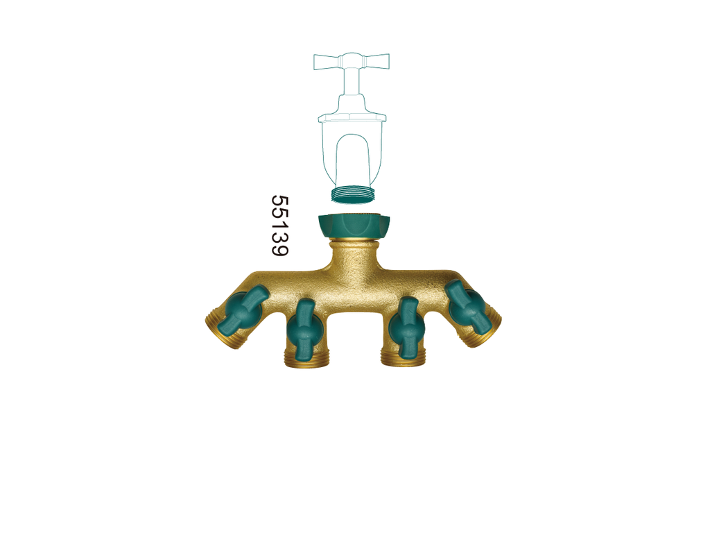 PRO-FLOW BRASS-TPR 4-WAY DISTRIBUTOR  (Size: 3/4") 