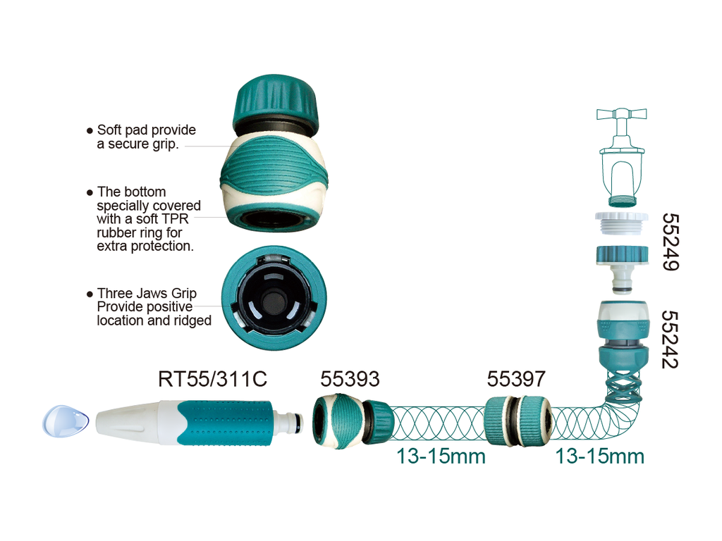 MAXI-COMFY HOSE CONNECTOR  (Size: 13mm) 