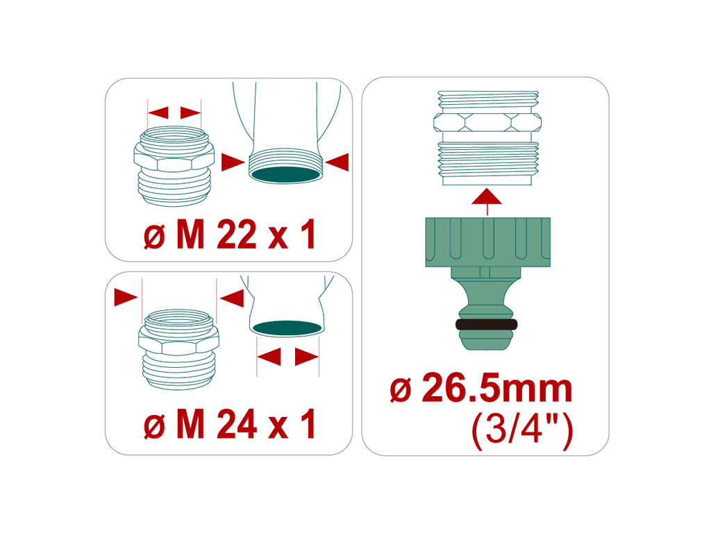 PERLATOR THREADED ADAPTOR (Size: M22 & M24) 